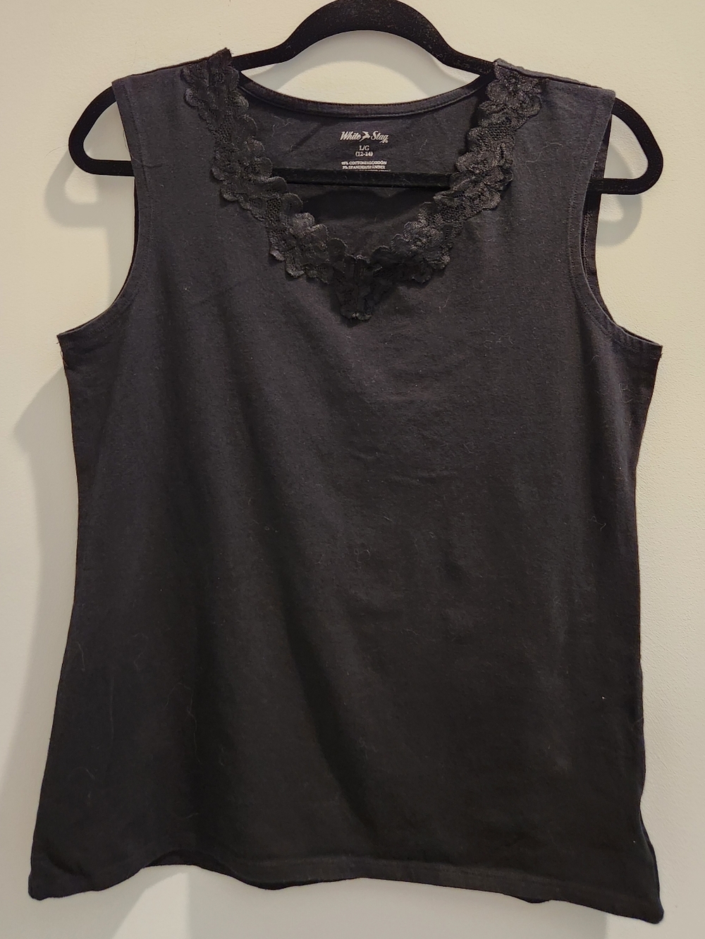 White Stag Black Lace-Trim Sleeveless Tank Top